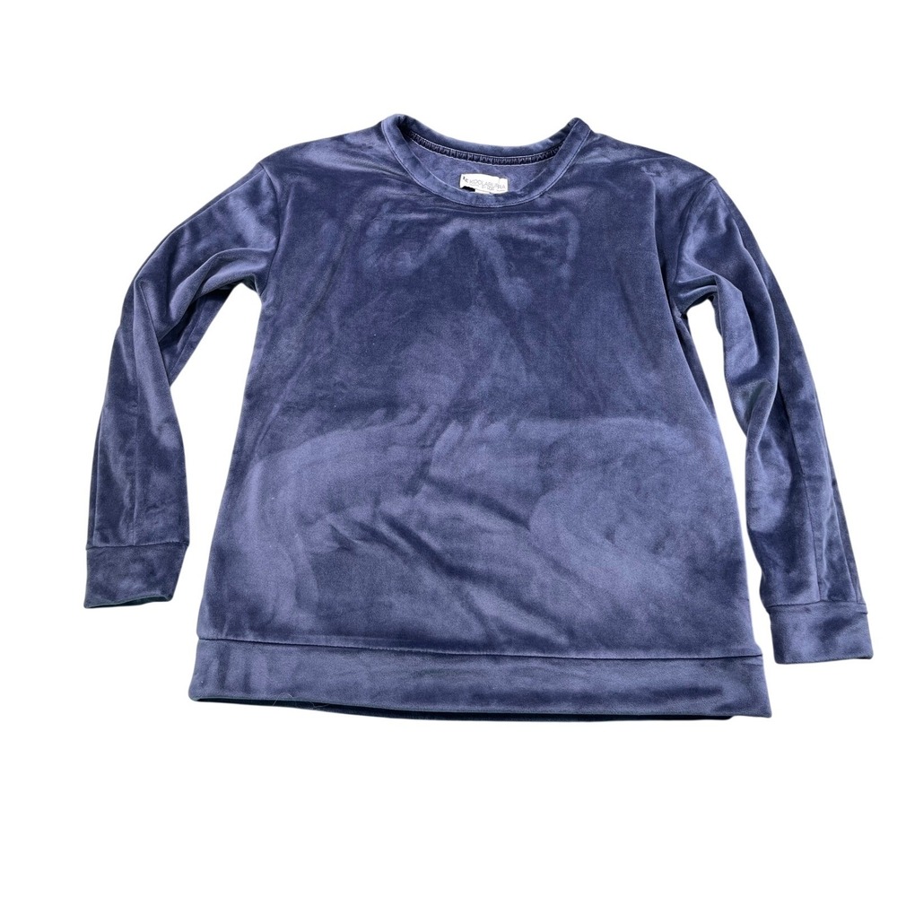 Koolaburra by UGG Women's Velour Long Sleeve Pullover Top Blue Soft‎ Loungewear